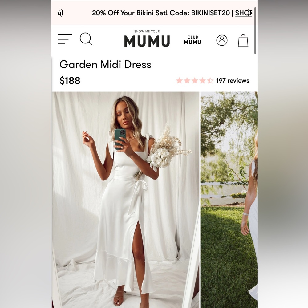 SHOW ME YOUR MUMU Garden Midi Dress in Ivory Luxe Satin